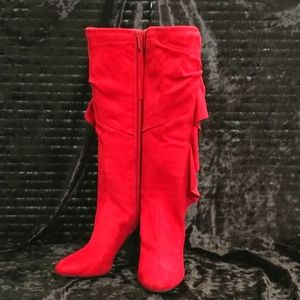 Impo Faux Suede Red Boots Women's Size 6